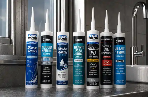 Linha completa de silicone industrial, selante PU, silicone acético, silicone neutro, adesivos vedantes e selantes para juntas utilizados em aplicações industriais e construção.